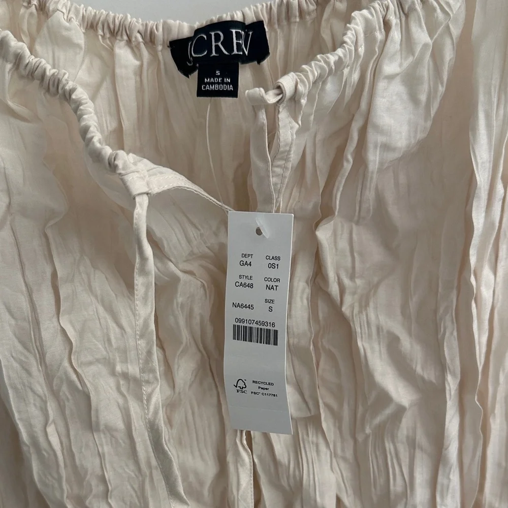 J Crew Crinkle Cream Midi Dress - Picture 2 of 4